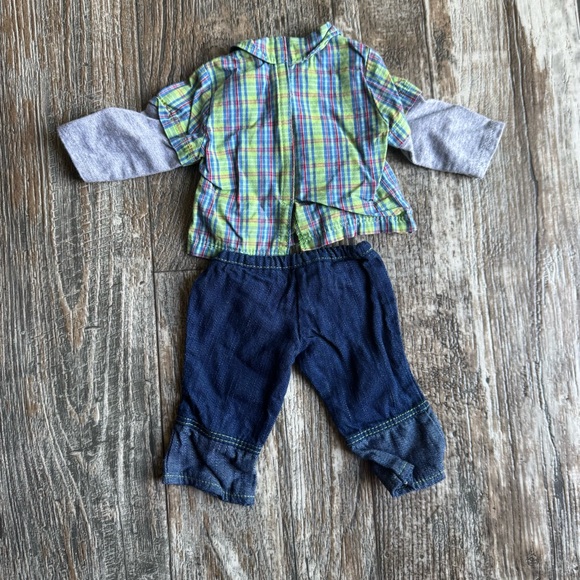 Retired - American Girl Bitty Baby Twins Plaid & Denim Meet Outfits Boy & Girl - Picture 7 of 9